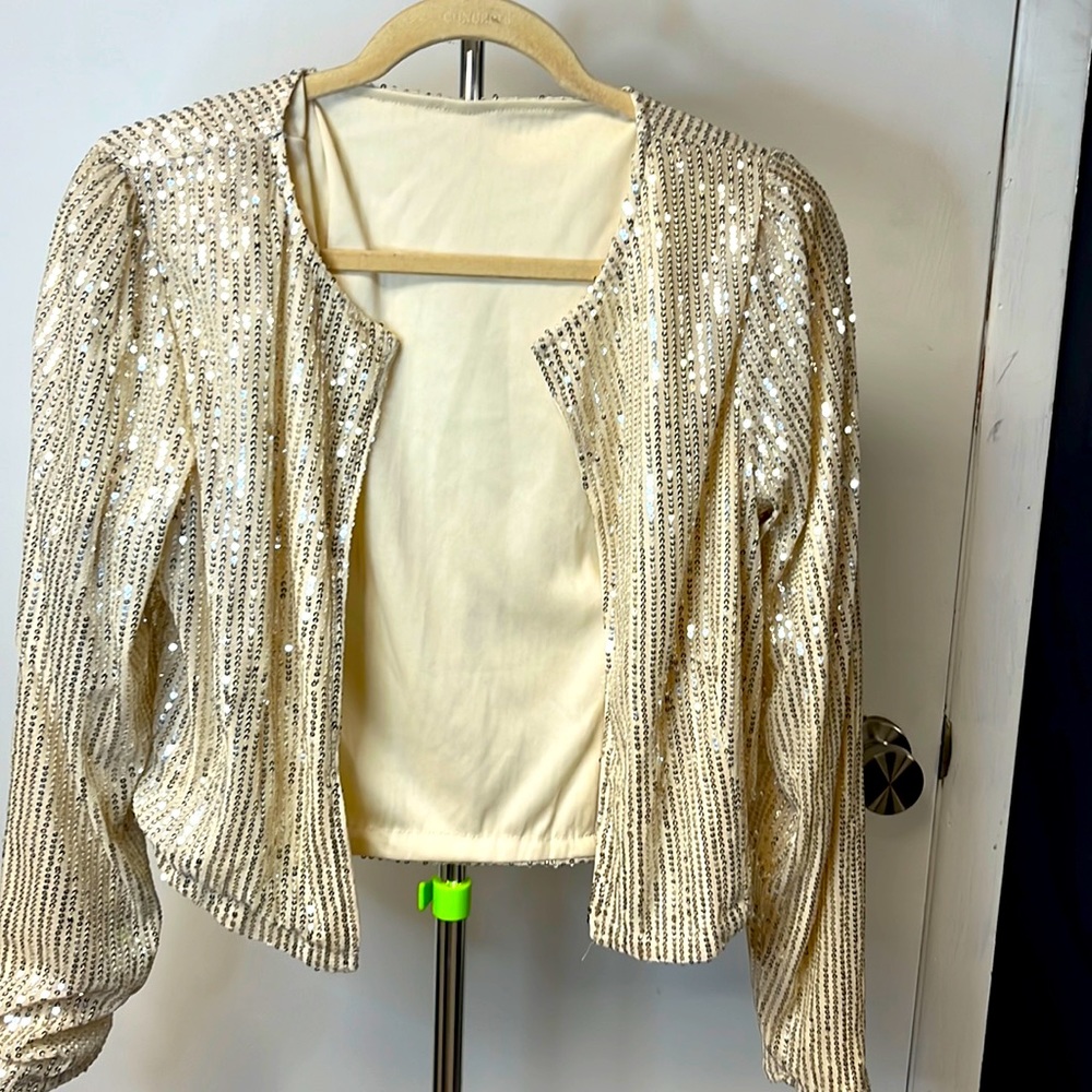 Sequin, long sleeve, jacket blouse, Size small